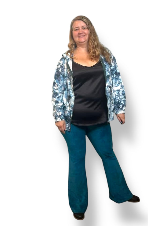 Kylie - Solid Deep Lagoon Teal Stretch Cord