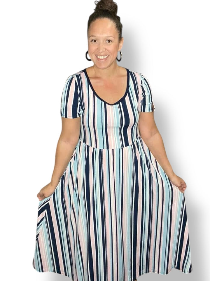 Riley - Blue Pink Vertical Stripe