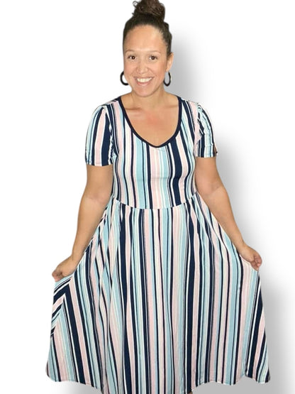 Riley - Blue Pink Vertical Stripe