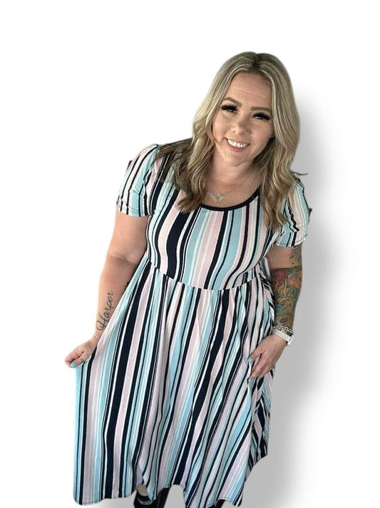 Riley - Blue Pink Vertical Stripe