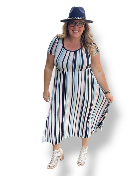 Riley - Blue Pink Vertical Stripe