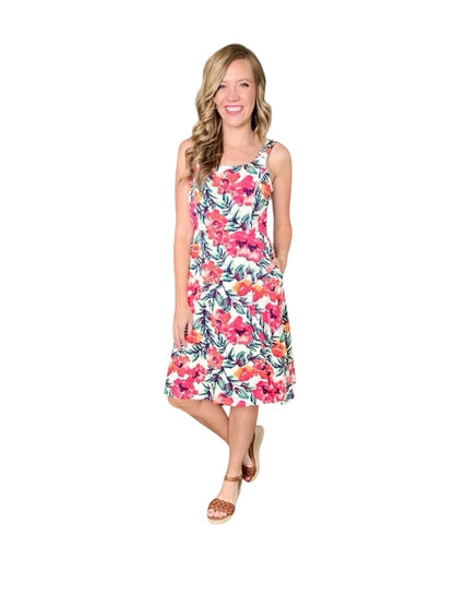 Navy - Cream Pink Watercolor Floral