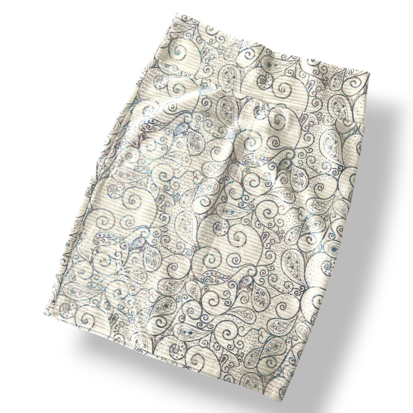 Cassie Pencil Skirt - White Iridescent Paisley