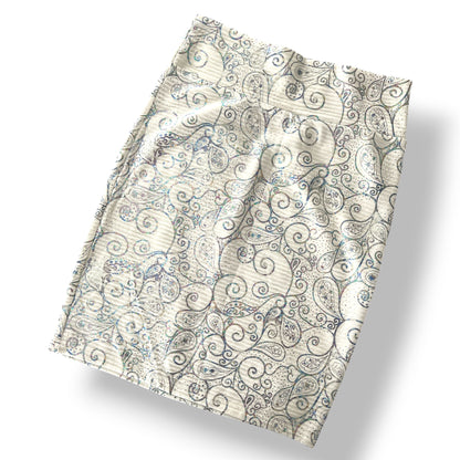Cassie Pencil Skirt - White Iridescent Paisley