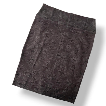 Cassie Pencil Skirt - Embossed Rose Black Bronze