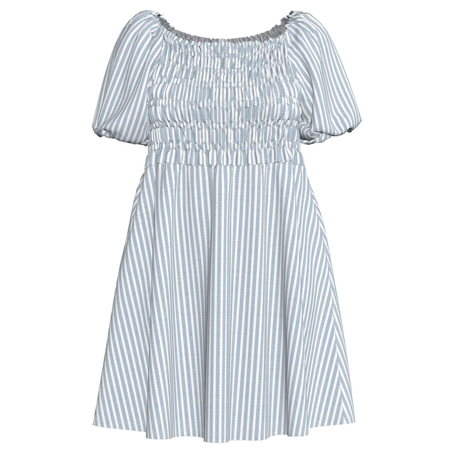 Alina - Blue White Vertical Stripe