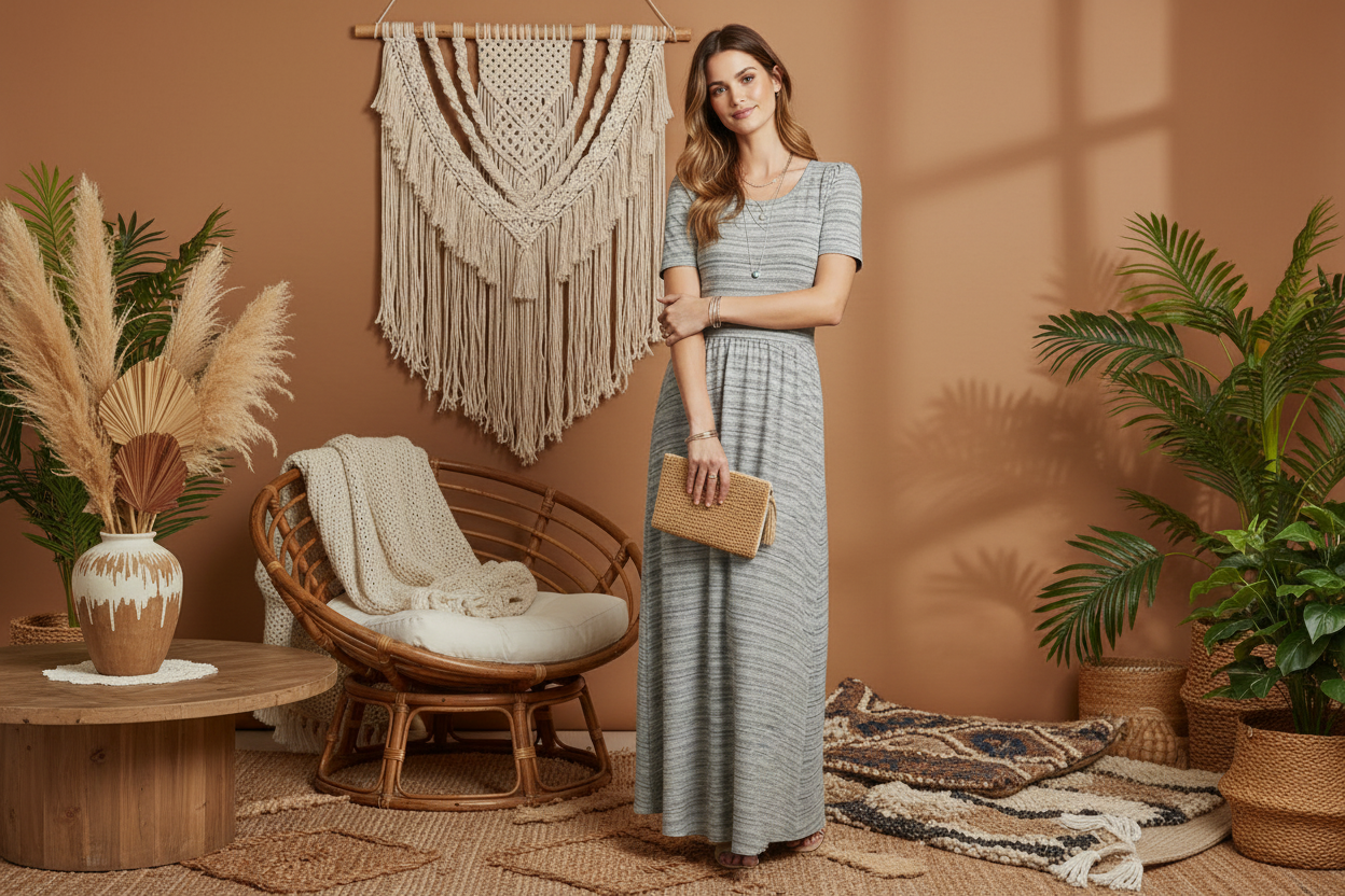 Riley - Grey Teal Faux Heather