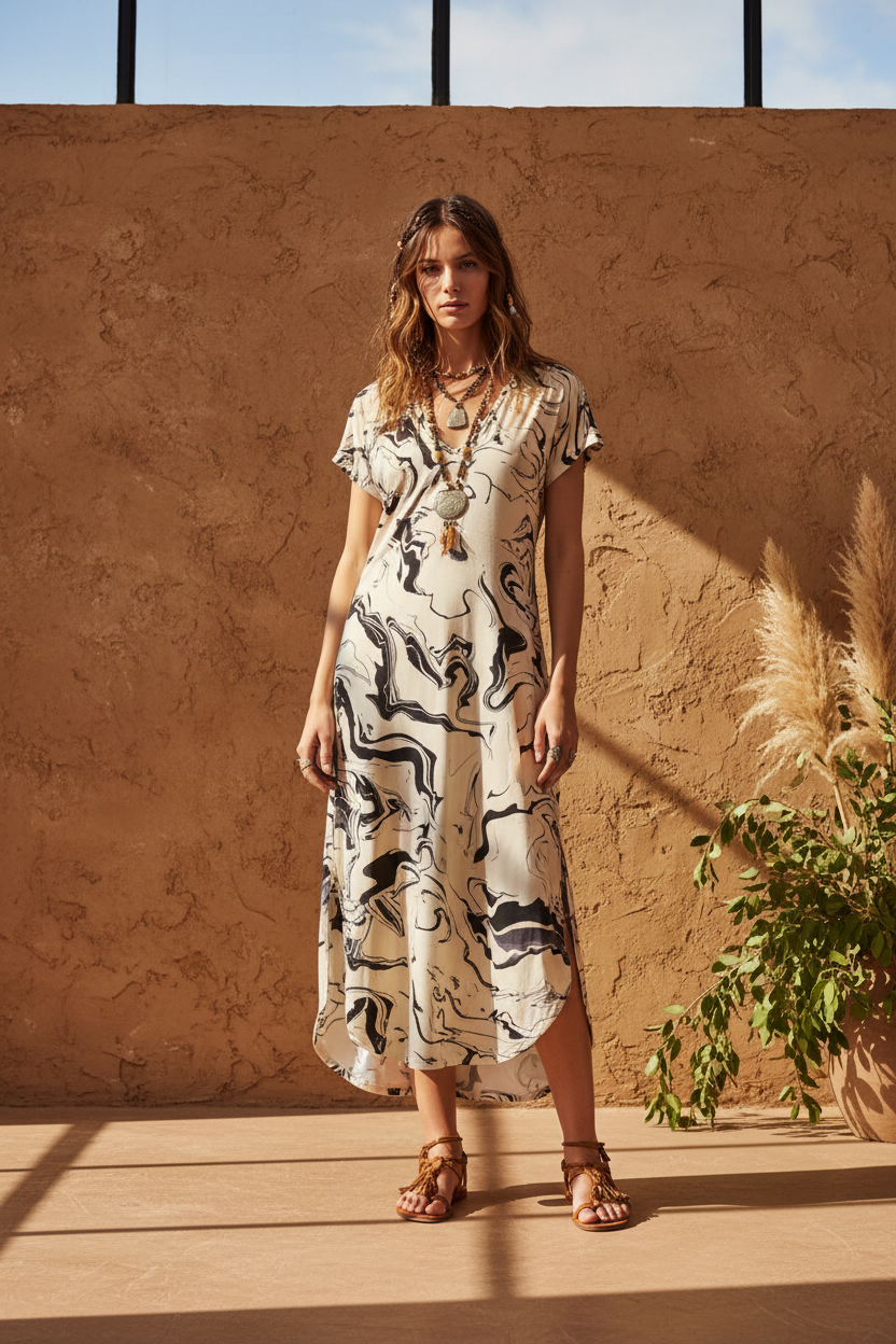 Macy - White Black Marble