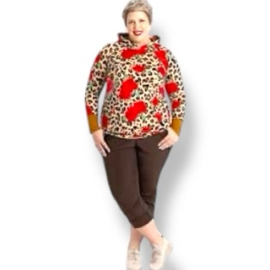 Amber - Brown Cheetah with Red Floral