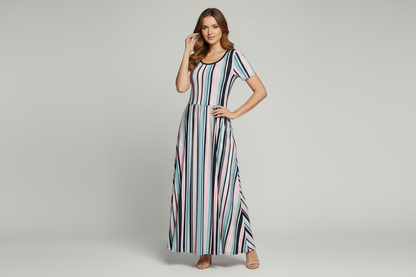 Riley - Blue Pink Vertical Stripe