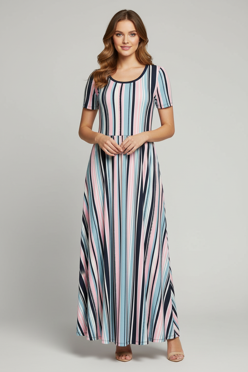 Riley - Blue Pink Vertical Stripe