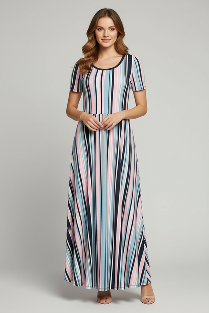 Riley - Blue Pink Vertical Stripe
