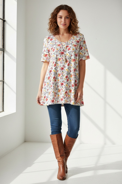 Perfect T - White Pink Yellow Floral