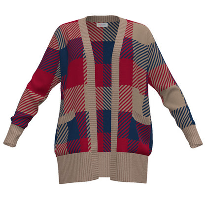 Peyton - Red Blue Tan Plaid
