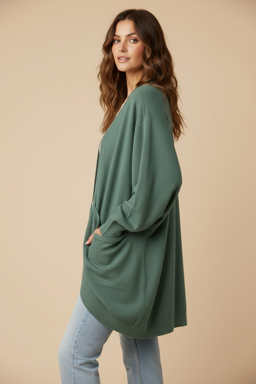 Kennedy Cardigan - Solid Dark Ivy Green