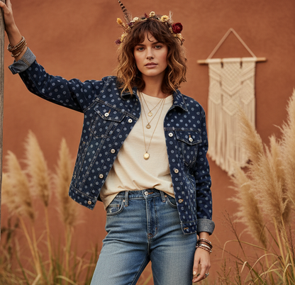 Kenny Denim Jacket - Blue Dots Hearts