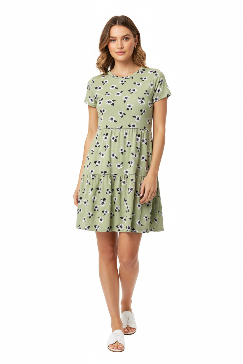 Ariel - Green White Daisies