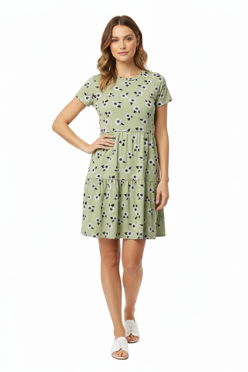 Ariel - Green White Daisies