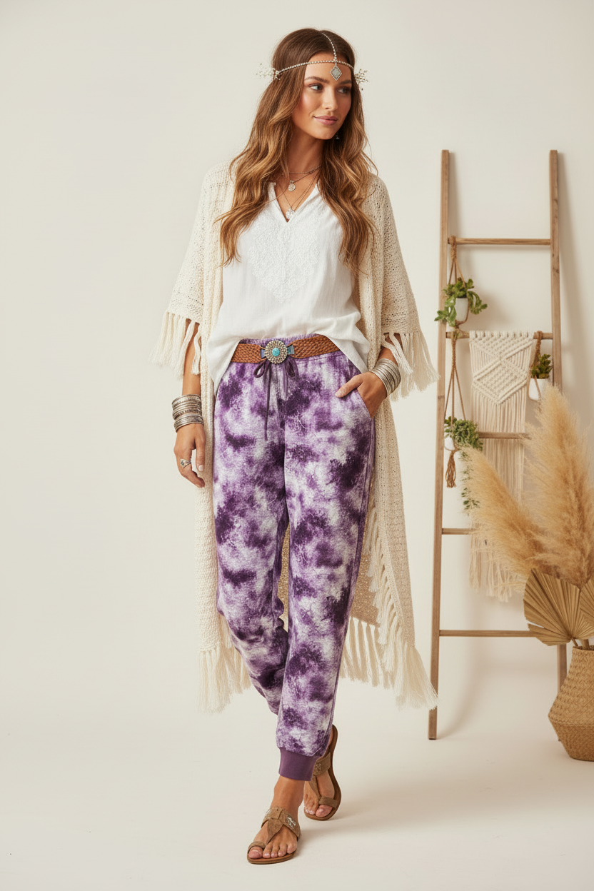 Jax Joggers - Purple White Wash