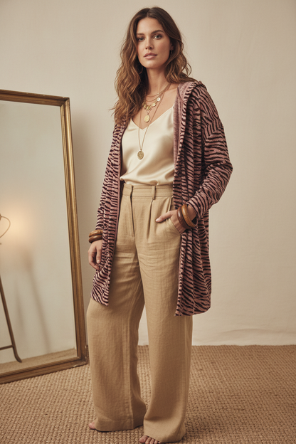 Cozy Mackenzie - Cream Mauve Zebra Print