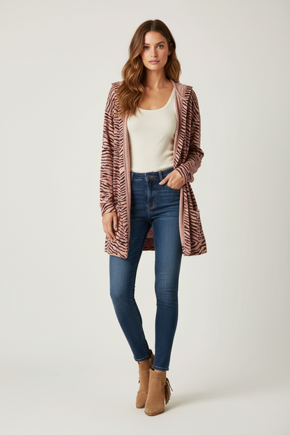 Cozy Mackenzie - Cream Mauve Zebra Print