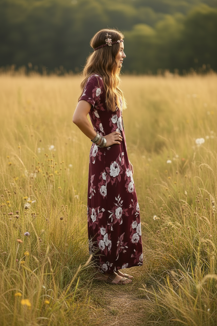 Macy - Maroon White Floral