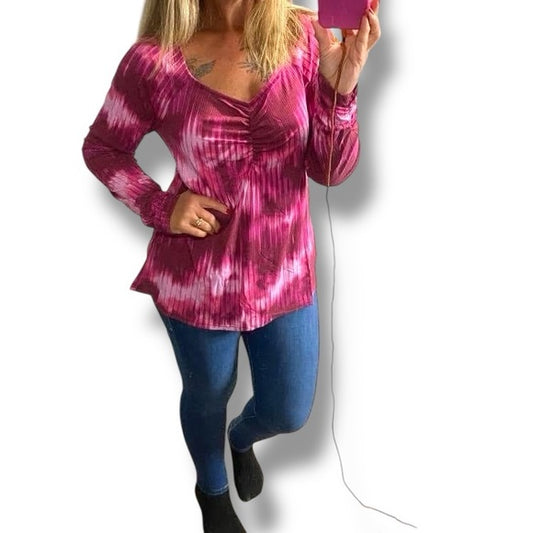 Mia - Fuchsia Vertical Streak Wash