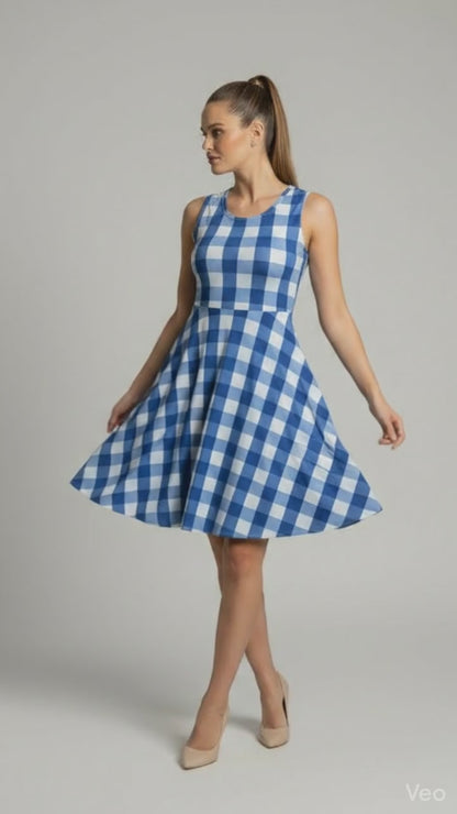 Nicki - Blue White Check