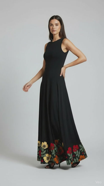 Vintage LuLaRoe Maxi Skirt - Black and Red Floral