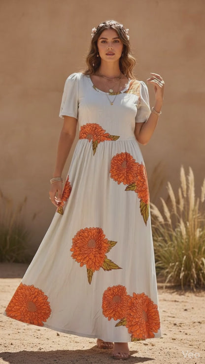 Riley - Green Orange Floral