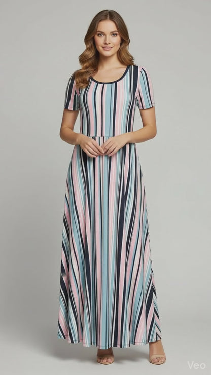 Riley - Blue Pink Vertical Stripe